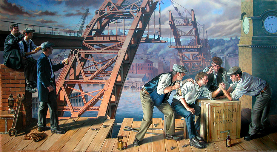Tyne Bridge mural in studio
