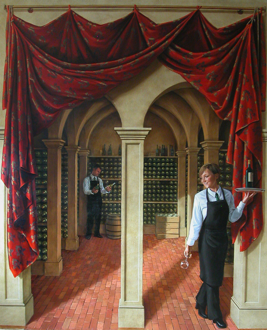 Wine cellar mural in studio