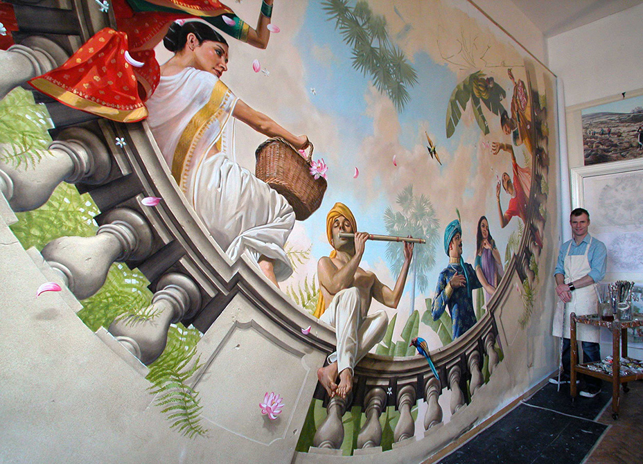 Sri Lanka Mural work in progress in studio