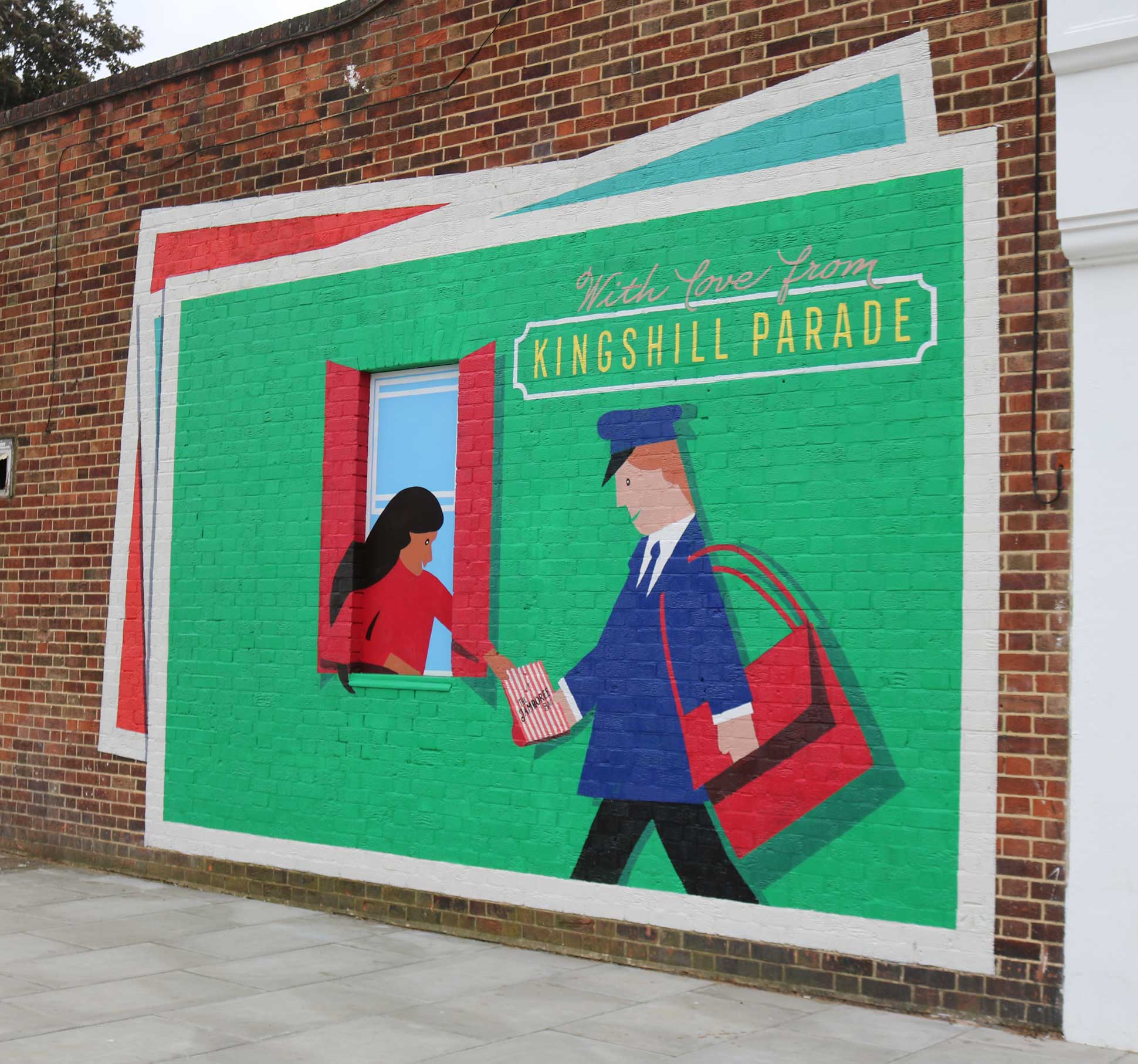 Kingshill Parade. Post Office themed Mural, Hayes