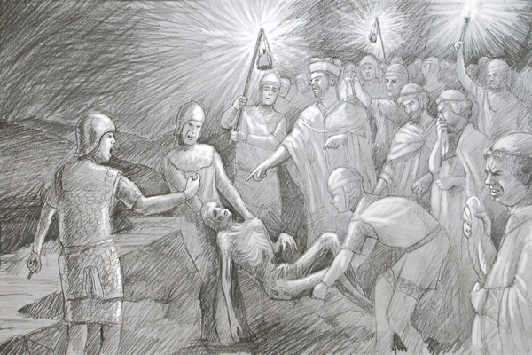 Battle of Benevento Black and white sketch